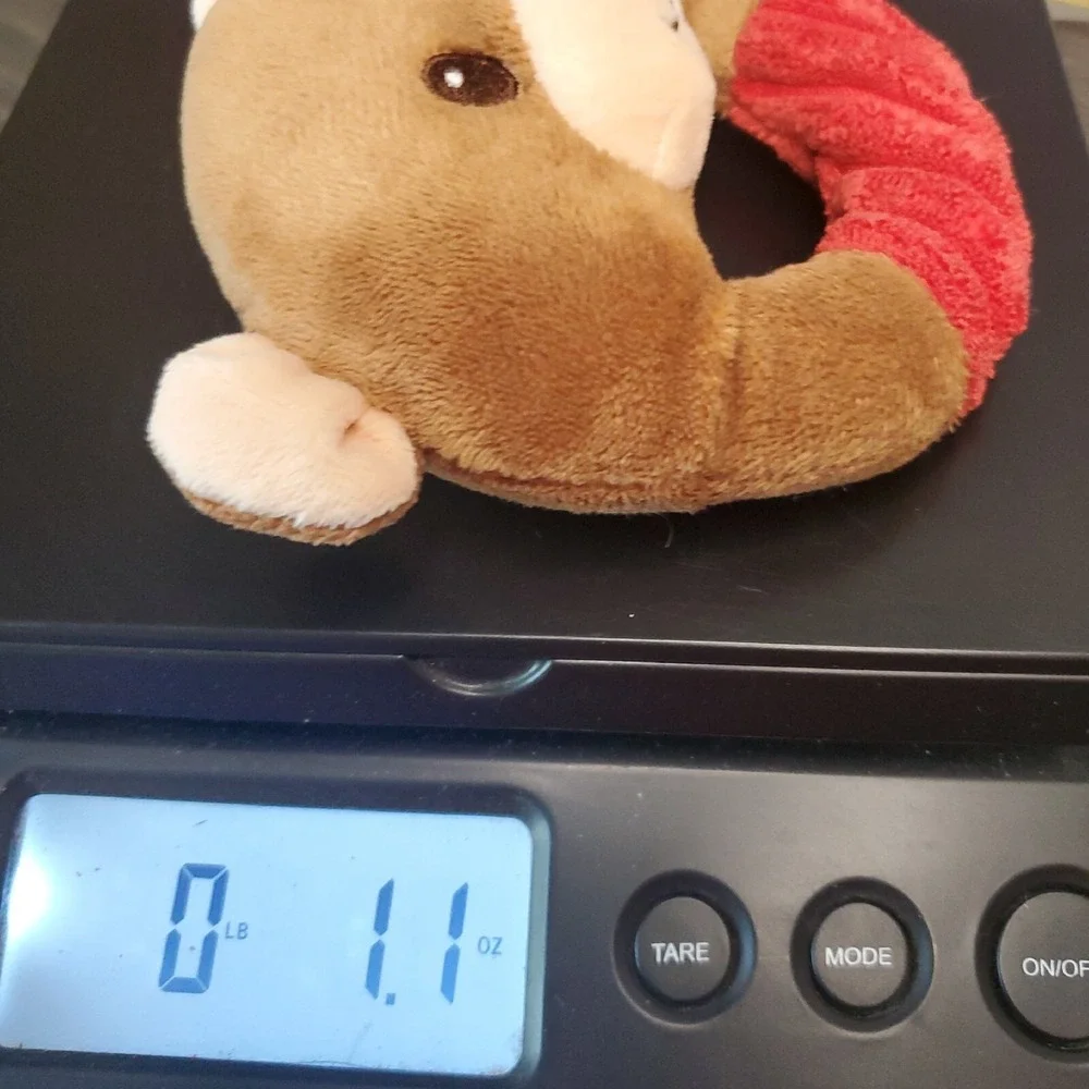 Grin & Grow‎ Plush Textured Brown And Red Teddy Bear Infant Rattle